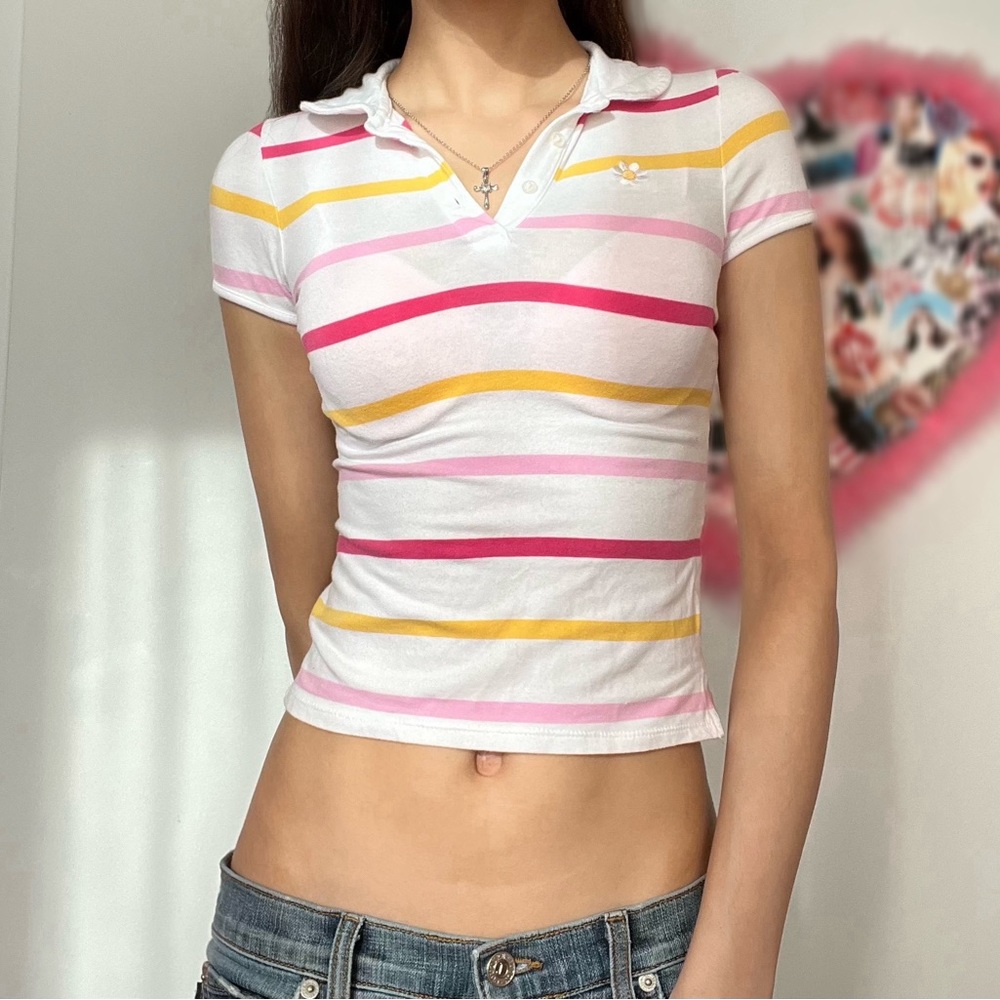 Striped polo baby tee